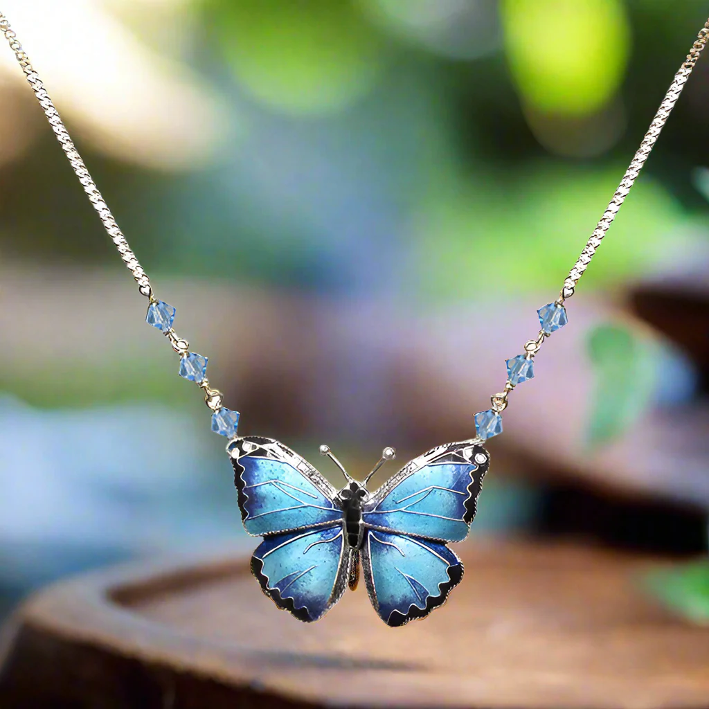 Blue Morpho Butterfly Necklace-Small