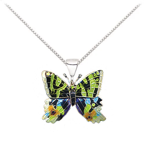 Cloisonne Sunset Moth Butterfly Earrings - Image 3