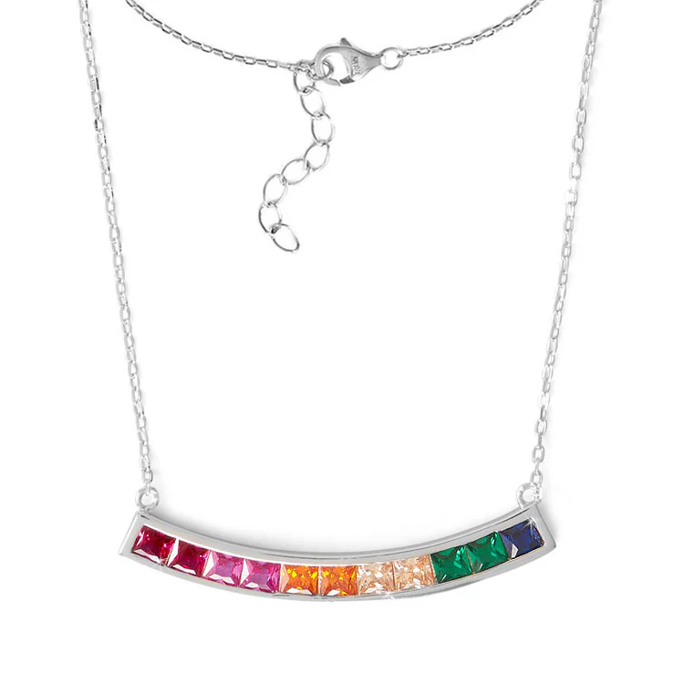 Rainbow CZ Bar Earrings - Image 3