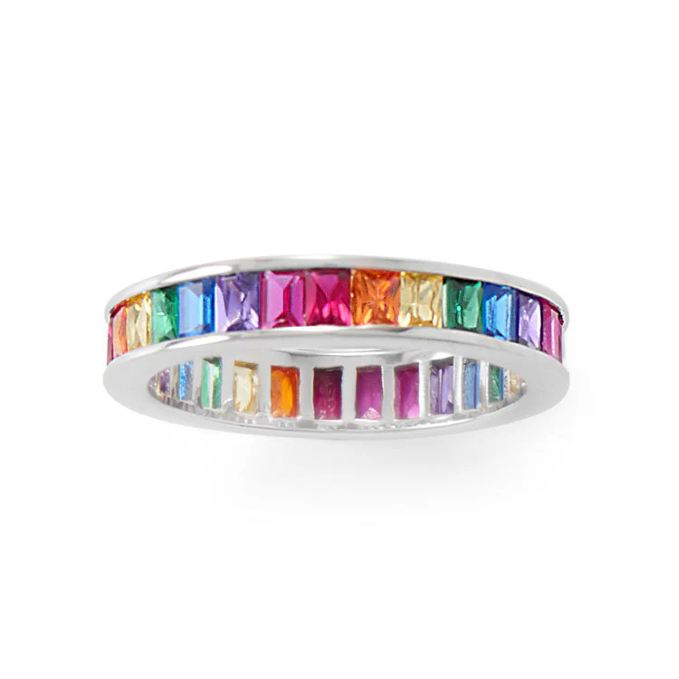 Rainbow CZ Bar Earrings - Image 4