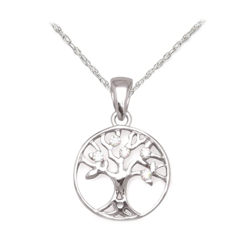CZ Sterling Silver Tree of Life Earrings - Image 3
