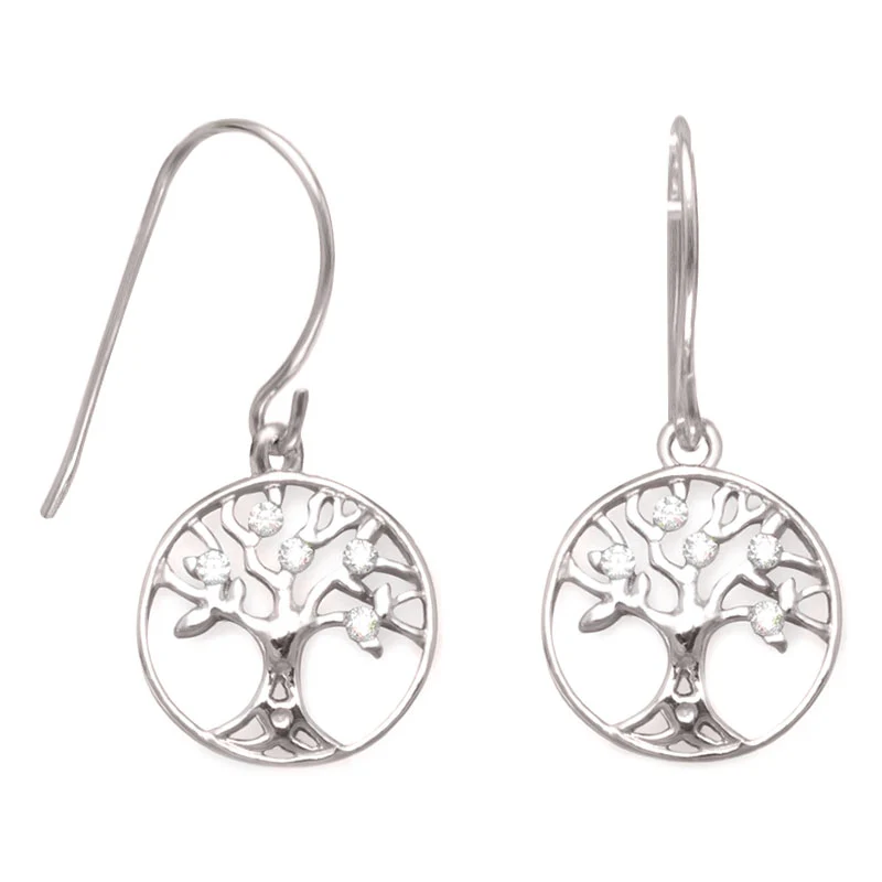 CZ Sterling Silver Tree of Life Necklace - Image 3