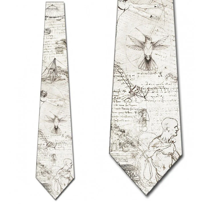 Da Vinci Drawings Museum Art Necktie - Image 2