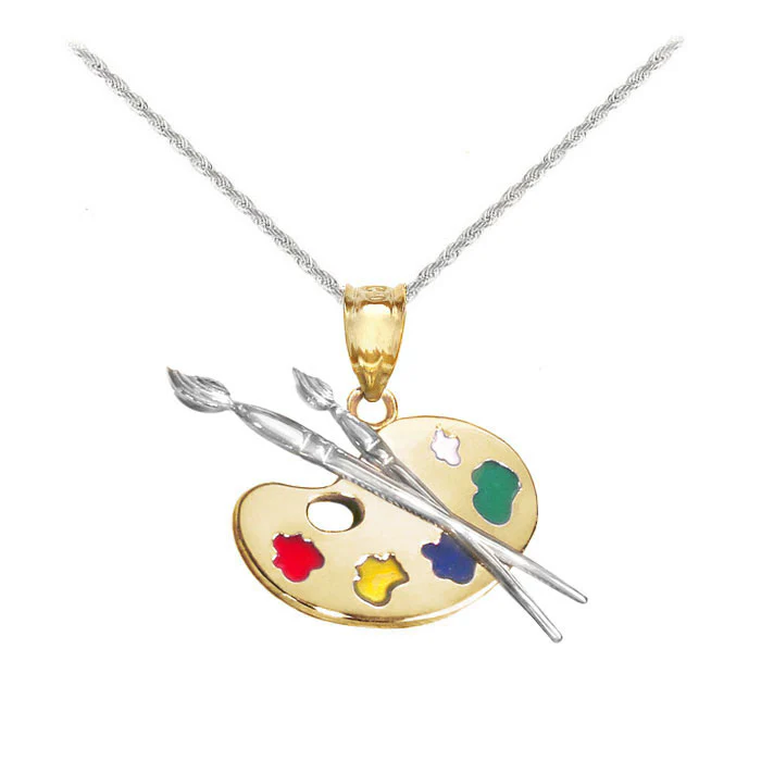 14k Gold Artist Palette Necklace - Image 3