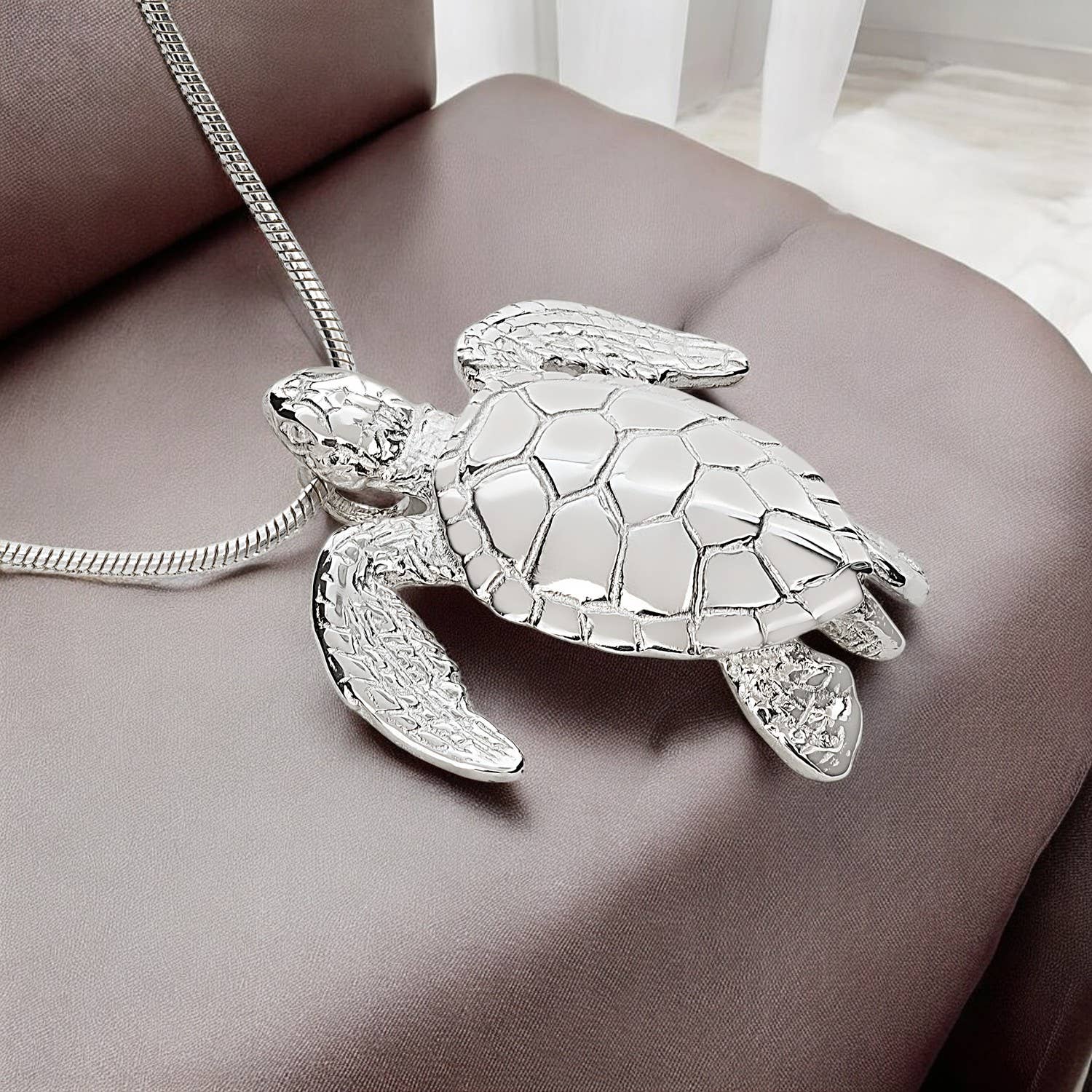 Green Sea Turtle Sterling Silver Pendant - Artisan Ocean Jewelry - Image 8
