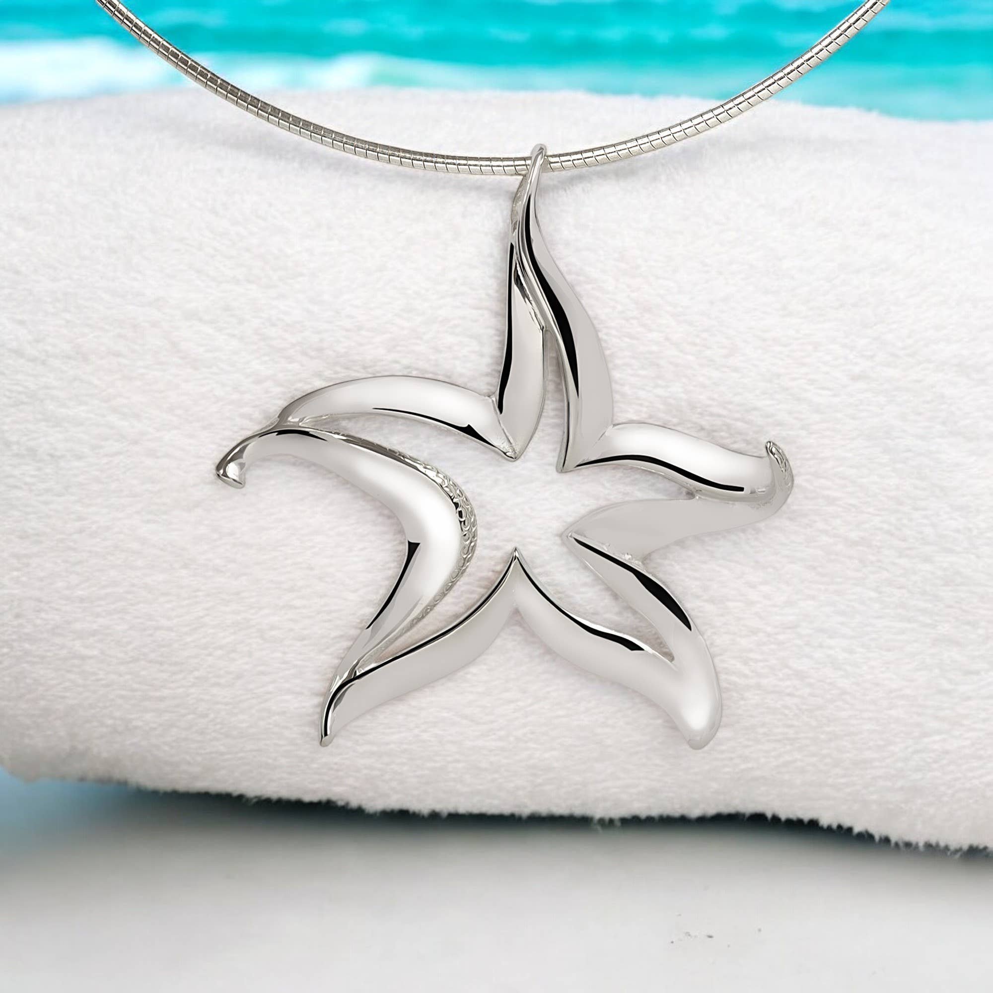 Handcrafted Sterling Silver Starfish Pendant - Celestial Ocean Jewelry - Image 2