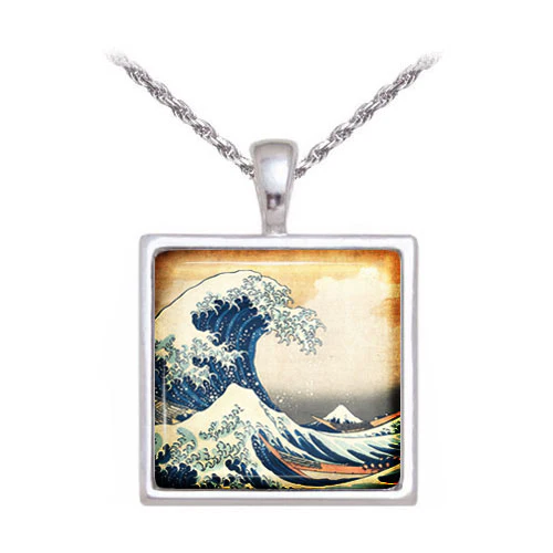Hokusai Great Wave Art Glass Earrings - Image 3
