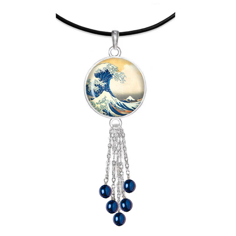 Hokusai Great Wave Art Glass Earrings - Image 4