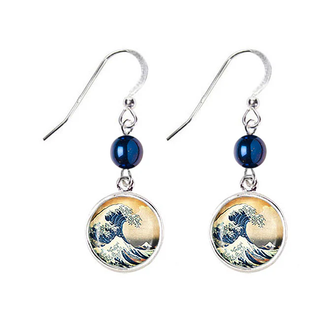 Hokusai Great Wave Art Glass Necklace - Image 4