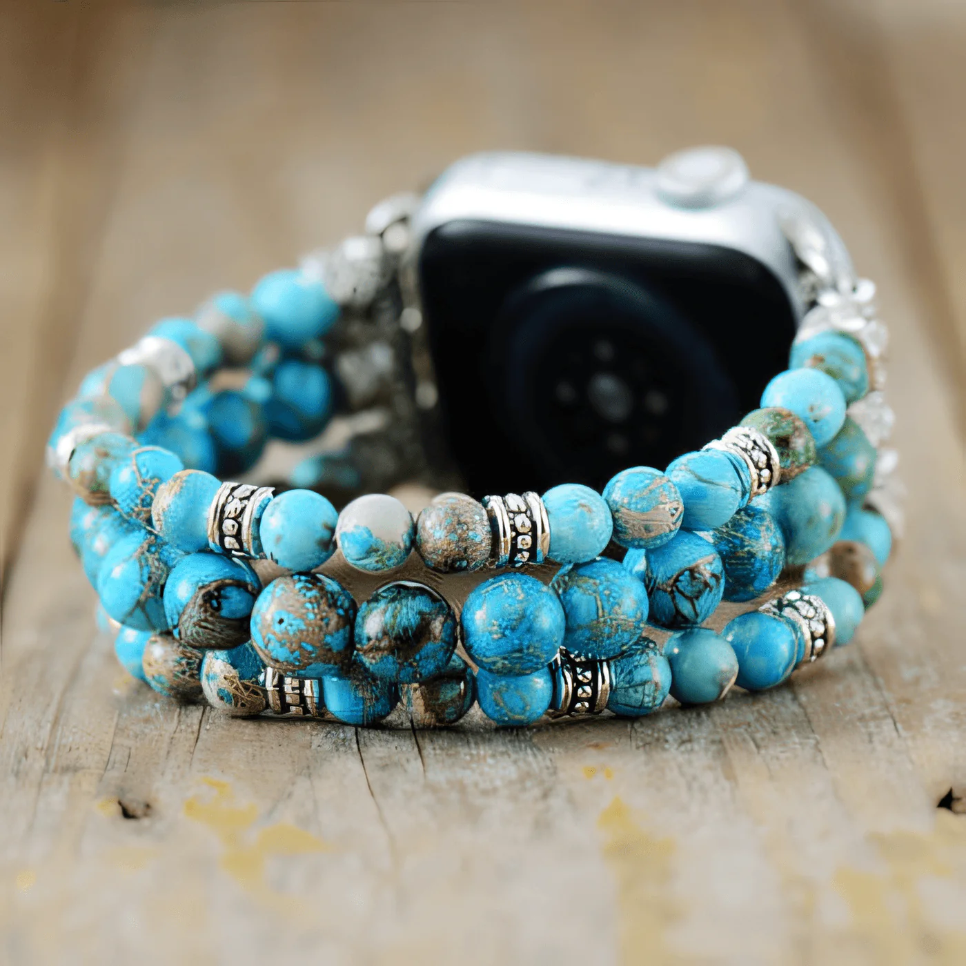 Imperial Turquoise Jasper Stretch Apple Watch Strap - Image 3