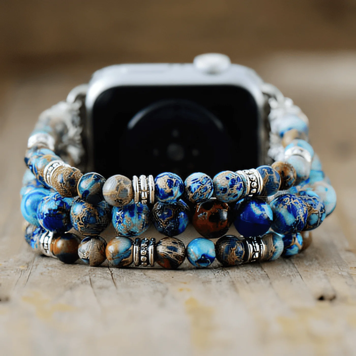Imperial Turquoise Jasper Stretch Apple Watch Strap - Image 5