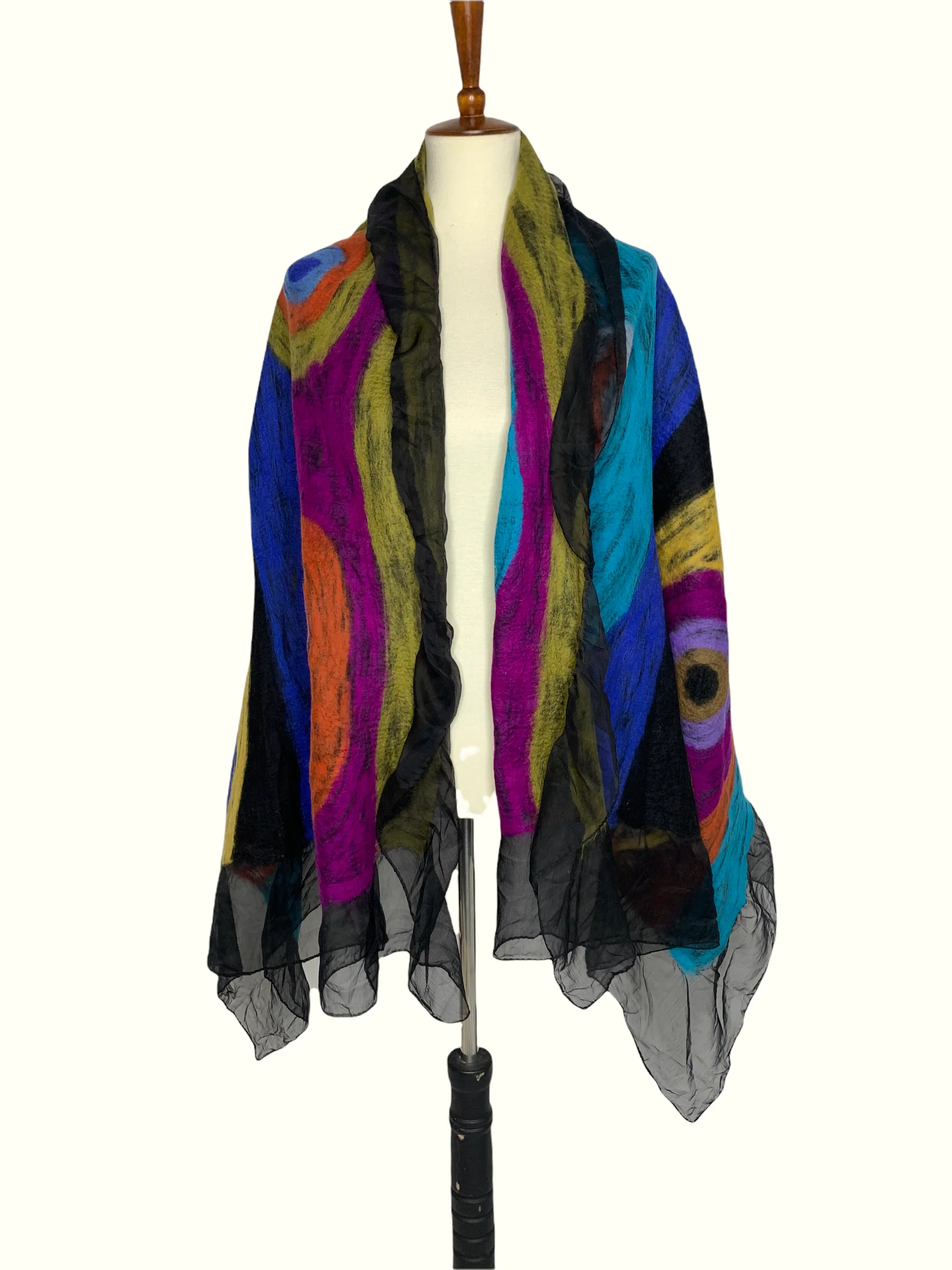 Jupiter Pastel Swirl Merino Wool Wrap - Fair Trade Nepal Artisan - Image 2