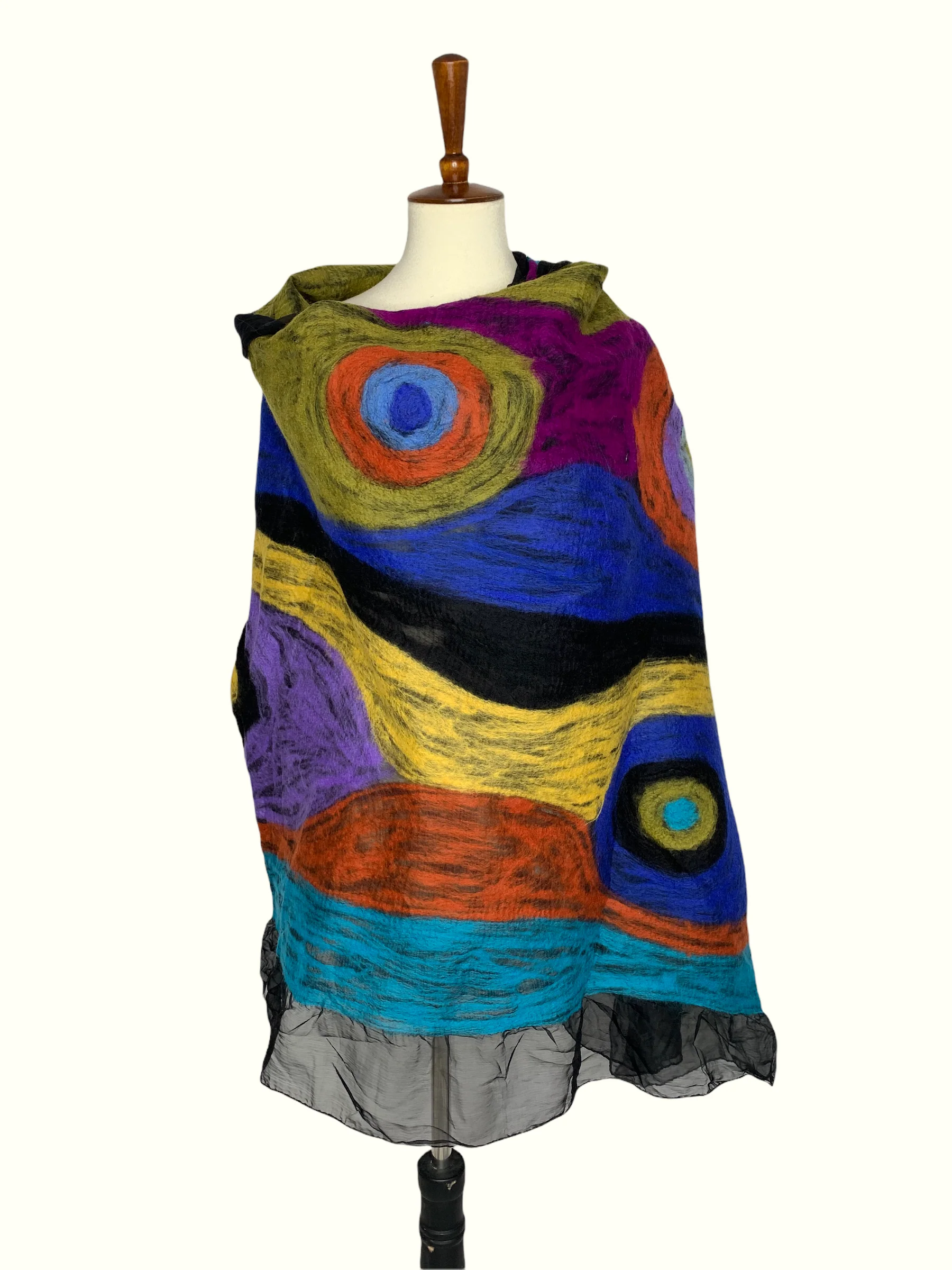 Jupiter Pastel Swirl Merino Wool Wrap - Fair Trade Nepal Artisan - Image 3