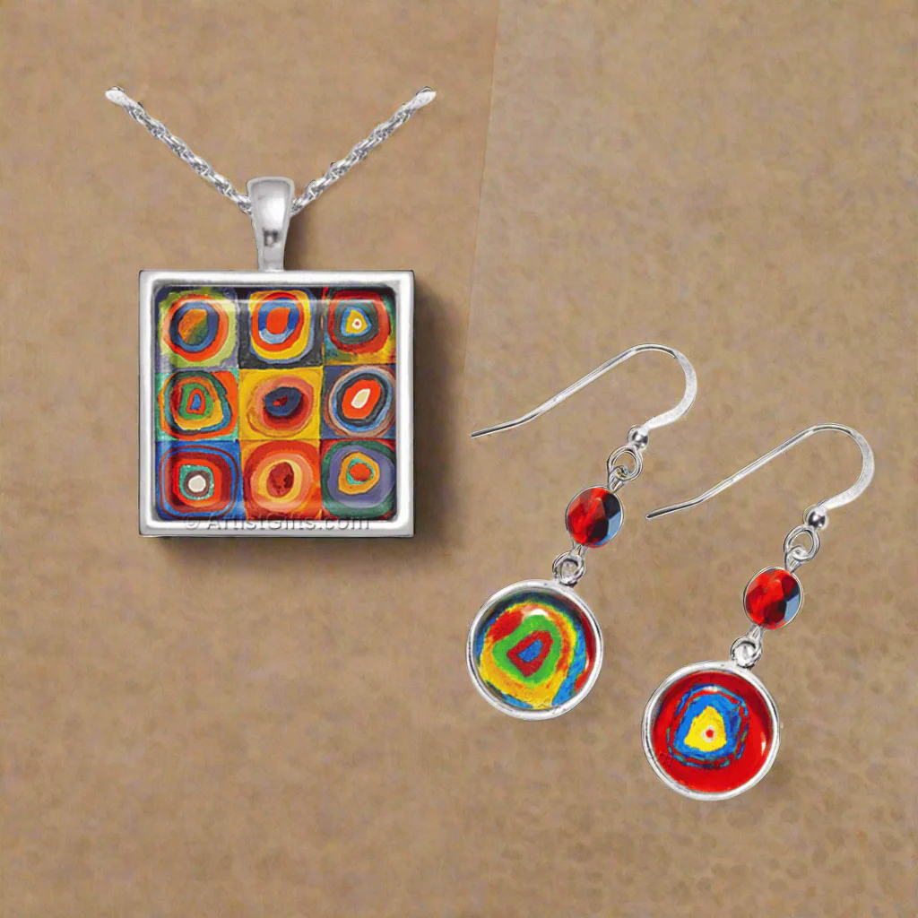 Kandinsky Abstract Art Glass Necklace - Image 2