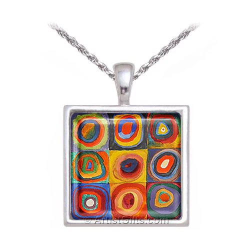 Kandinsky Abstract Art Glass Necklace - Image 3