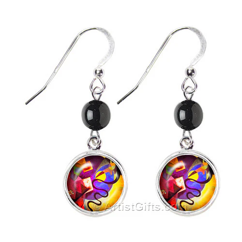 Kandinsky Yellow Red Blue Art Glass Necklace - Image 4