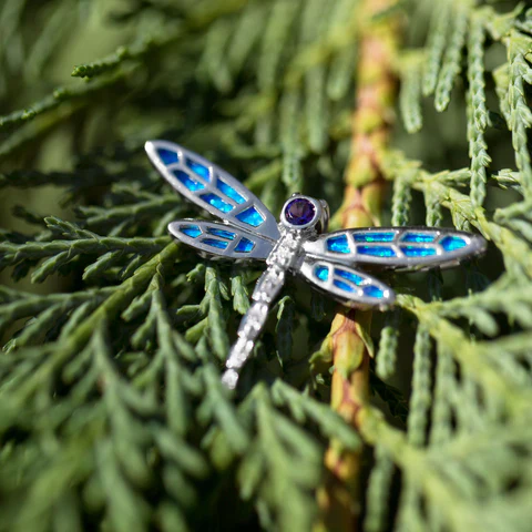 Lab Opal Dragonfly Necklace
