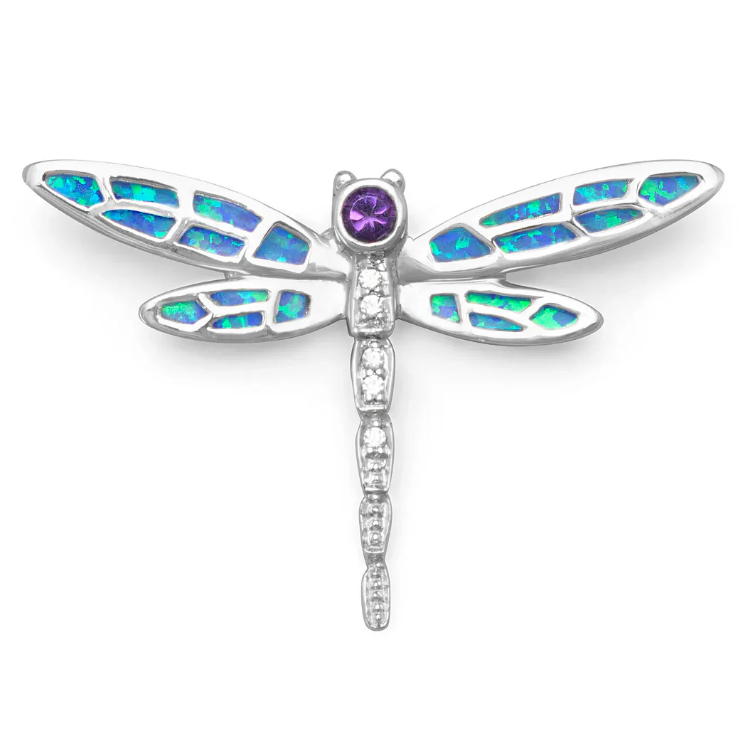 Lab Opal Dragonfly Necklace - Image 3