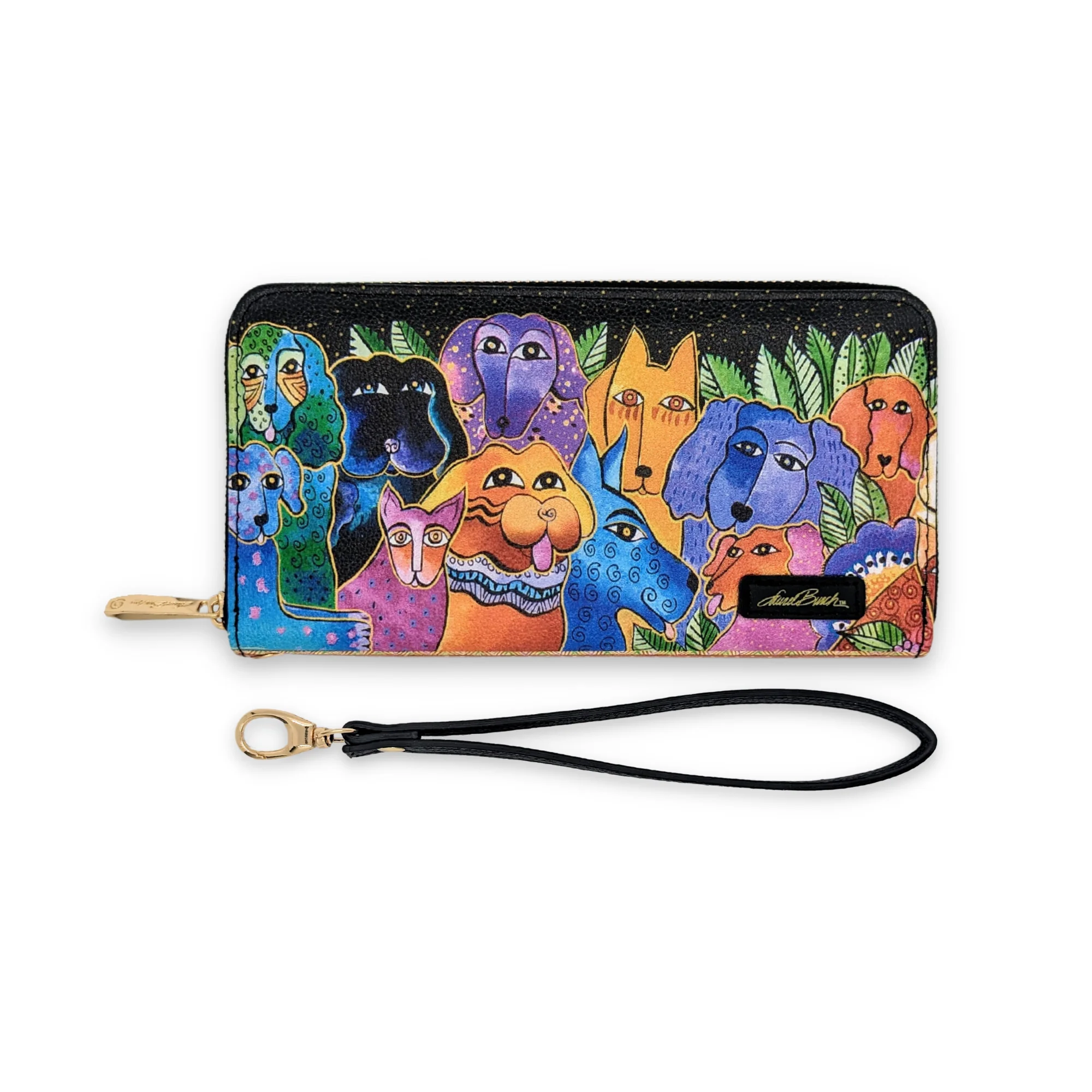 Laurel Burch Dogs and Doggies Wristlet Wallet - Colorful Vegan Leather Organizer - Image 3