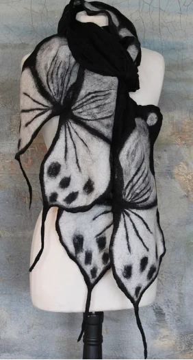 Luna Moth Merino Wool Scarf - Fair Trade Nepal Artisan - Image 2
