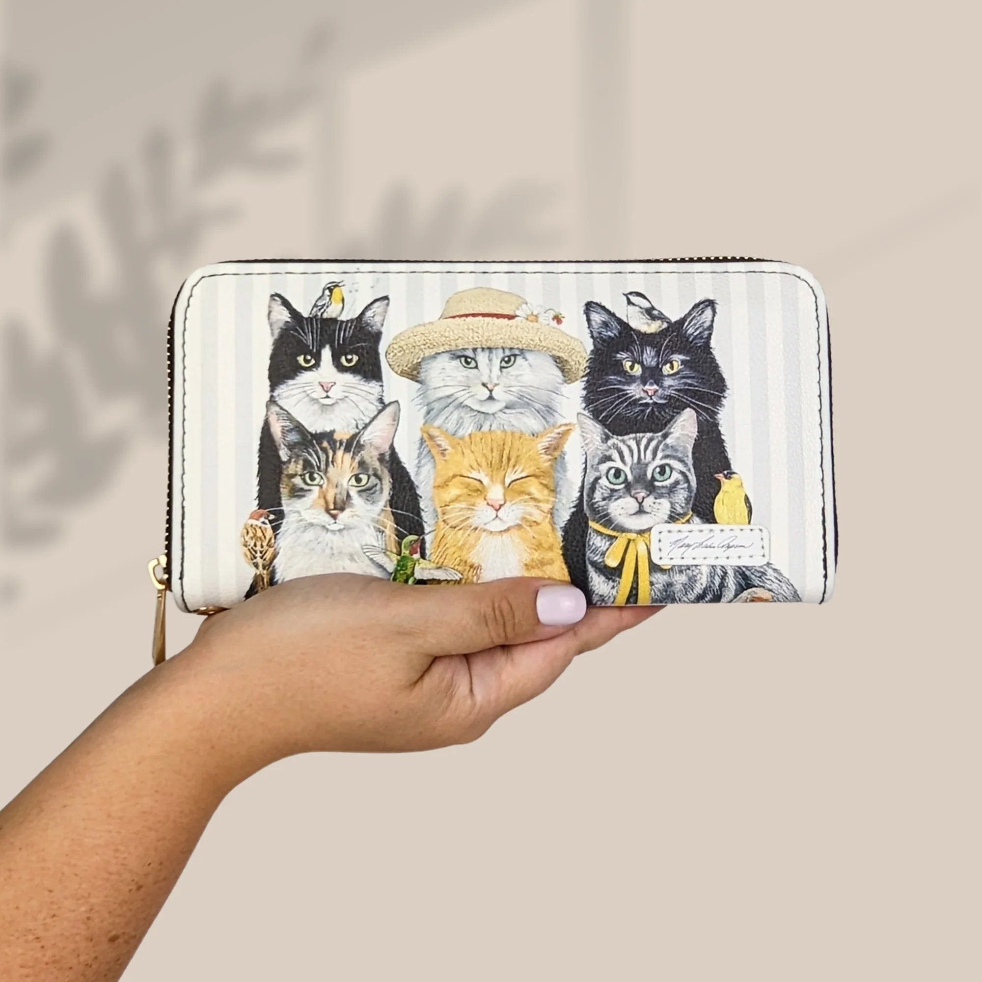 Mary Lake Thompson Cats Wristlet Wallet - Artistic Vegan Leather Organizer - Image 4