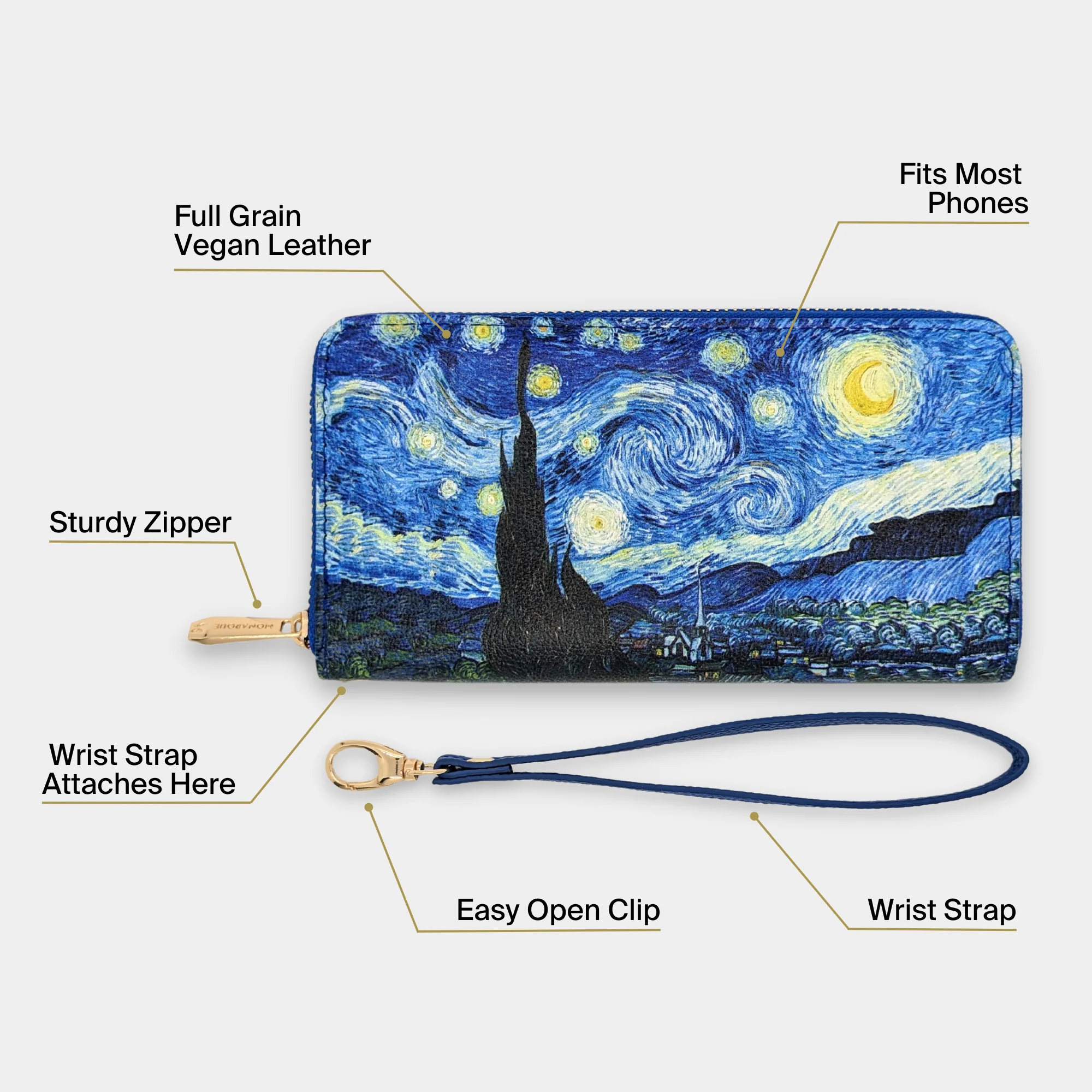 Mary Lake Thompson Cats Wristlet Wallet - Artistic Vegan Leather Organizer - Image 7
