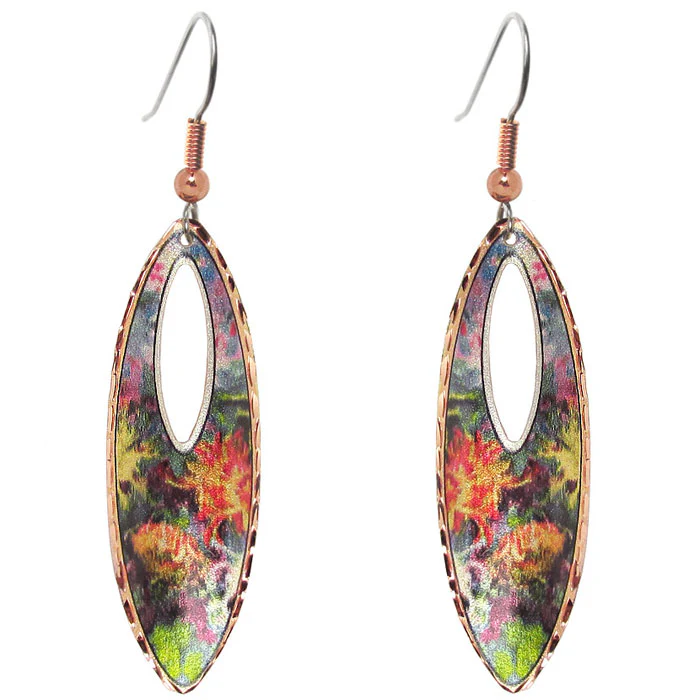 Monet Chrysanthemum Long Art Earrings