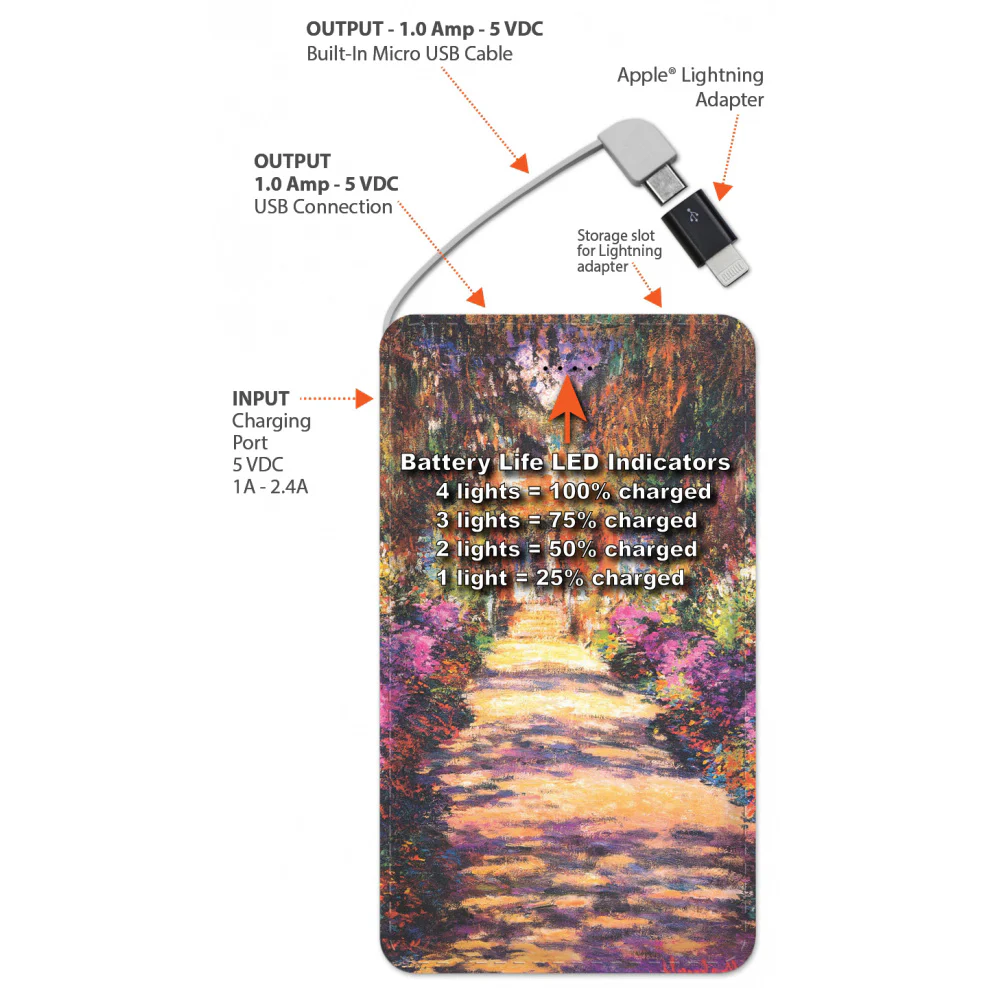 Monet Garden Path Portable Power Bank - Image 2
