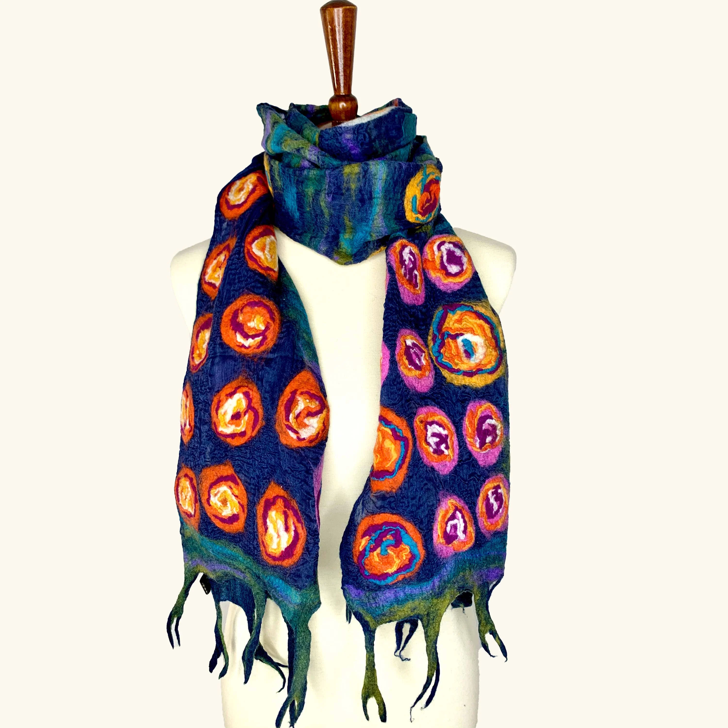 Handcrafted Monet Inspired Merino Wool Scarf - Fair Trade Nepal Artisan - Image 3
