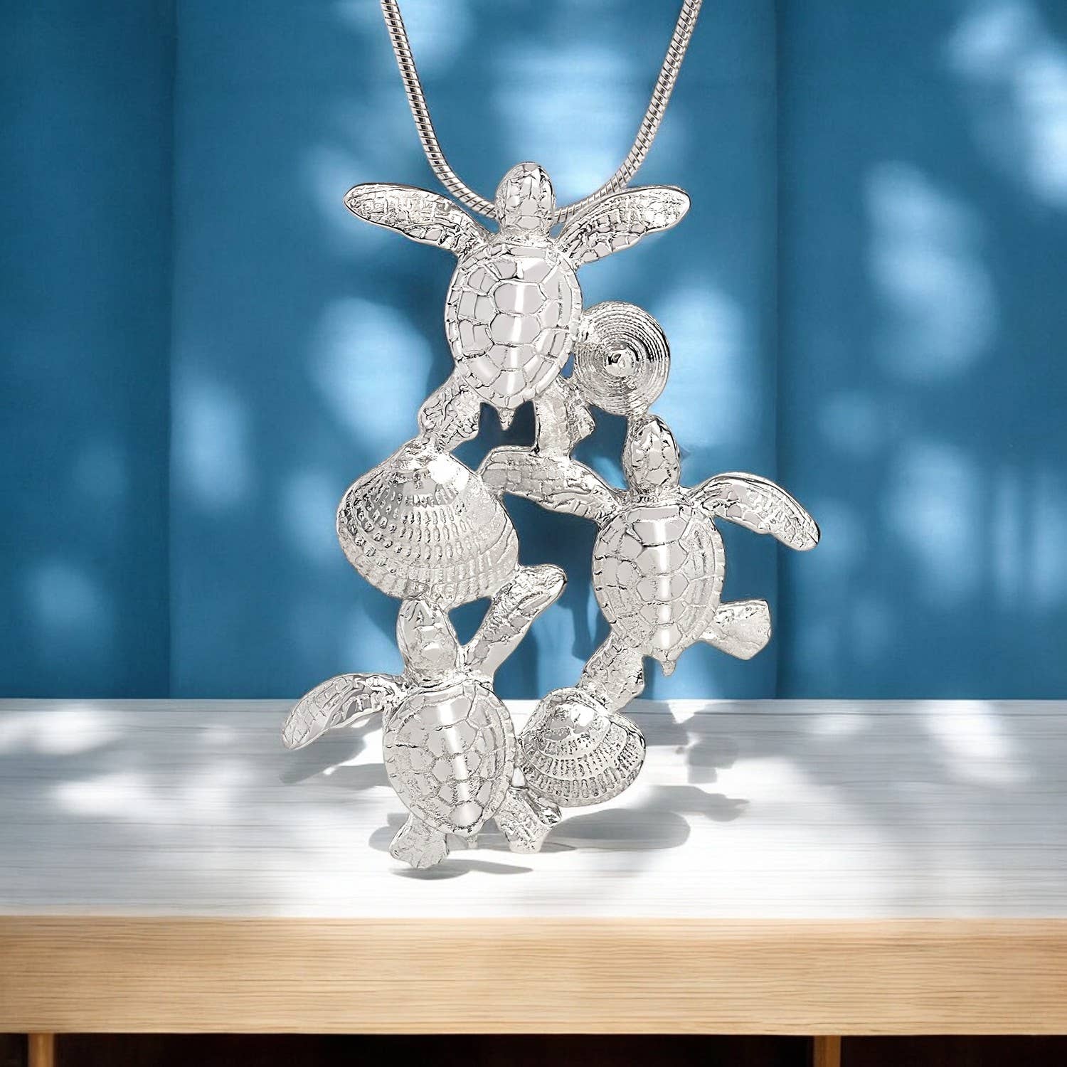 Sterling Silver Sea Turtle Hatchlings Pendant Necklace- Ocean In Motion Collection - Image 8