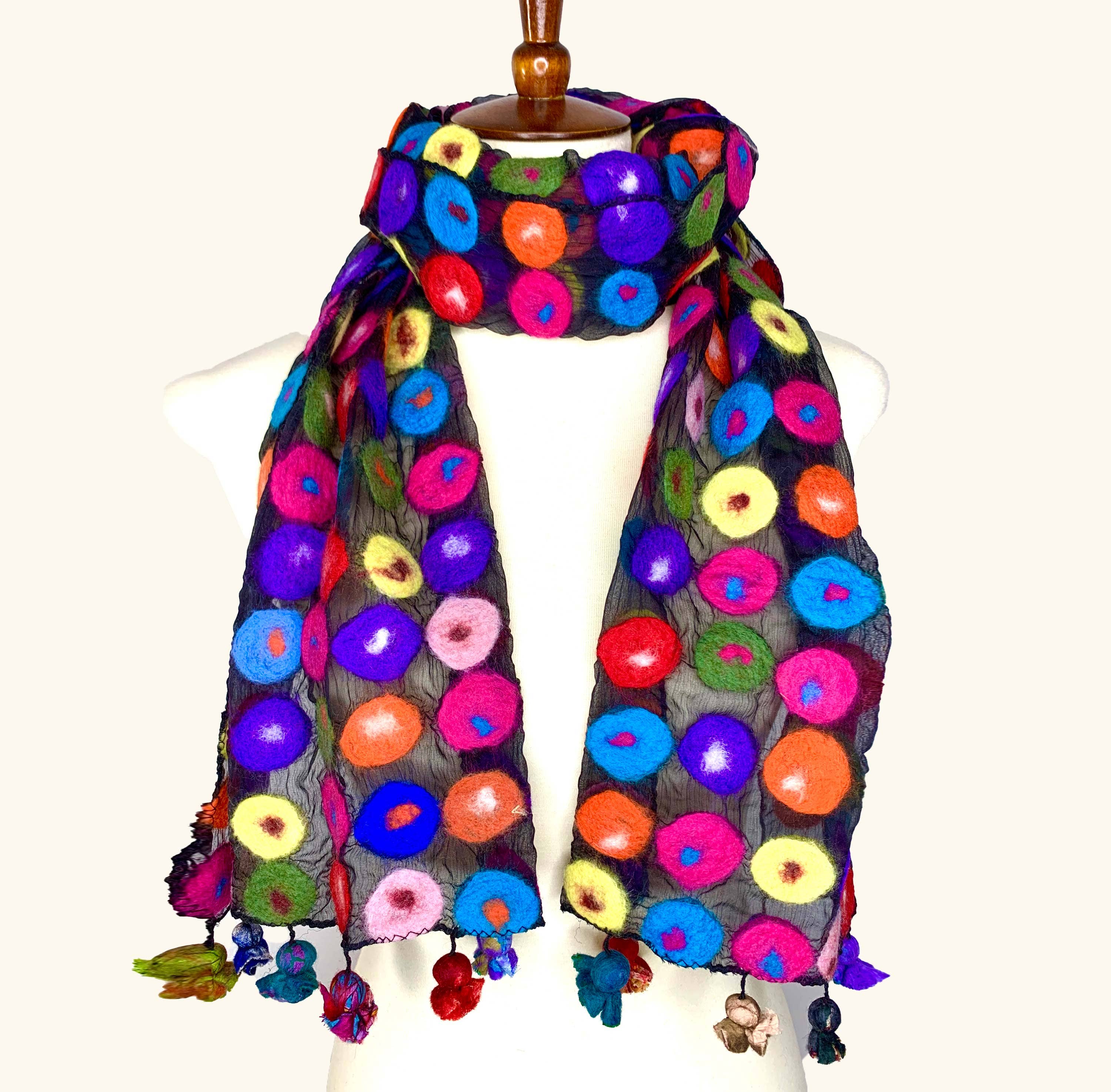 Polka Dot Merino Wool Scarf - Fair Trade Nepal Artisan