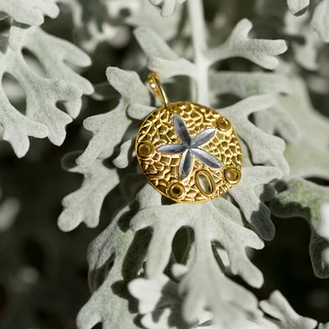 Sand Dollar Pendant Necklace - 14K Gold Plated Sterling Silver - Image 2