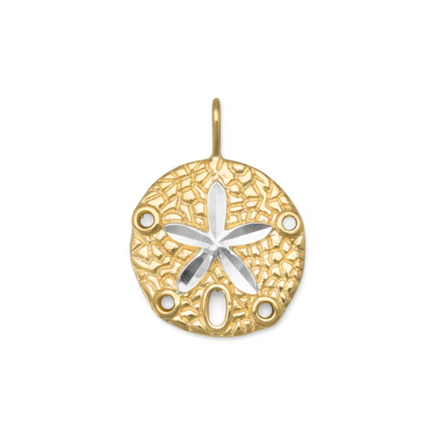 Sand Dollar Pendant Necklace - 14K Gold Plated Sterling Silver - Image 3