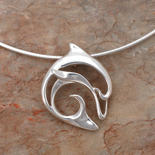 Sculpted Silver Dolphin Necklace - Image 4