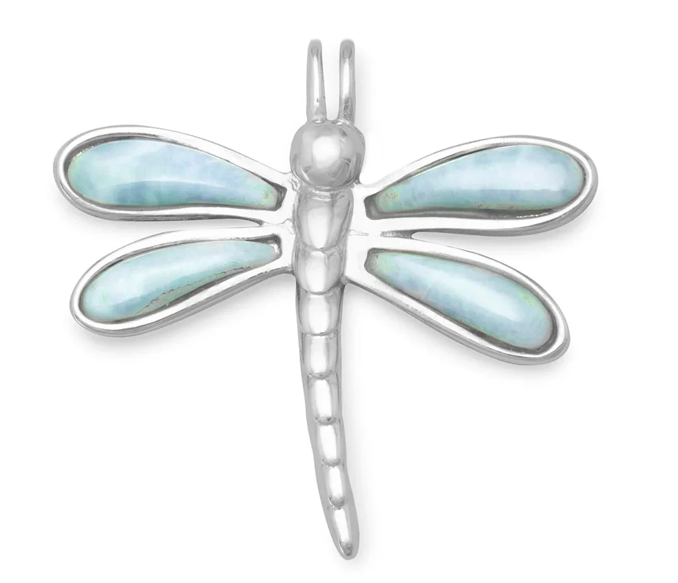 Silver & Larimar Dragonfly Necklace - Image 2