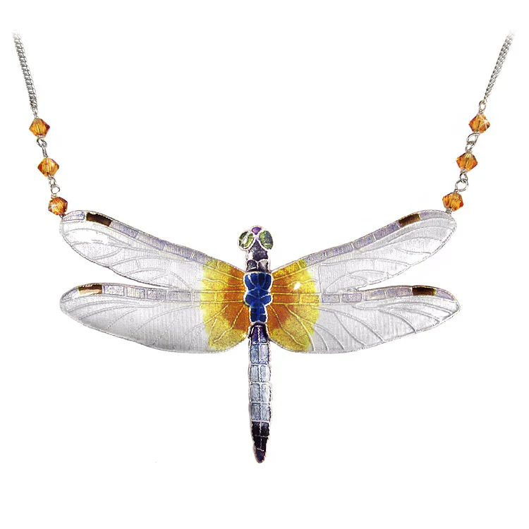Silver Skimmer Dragonfly Necklace
