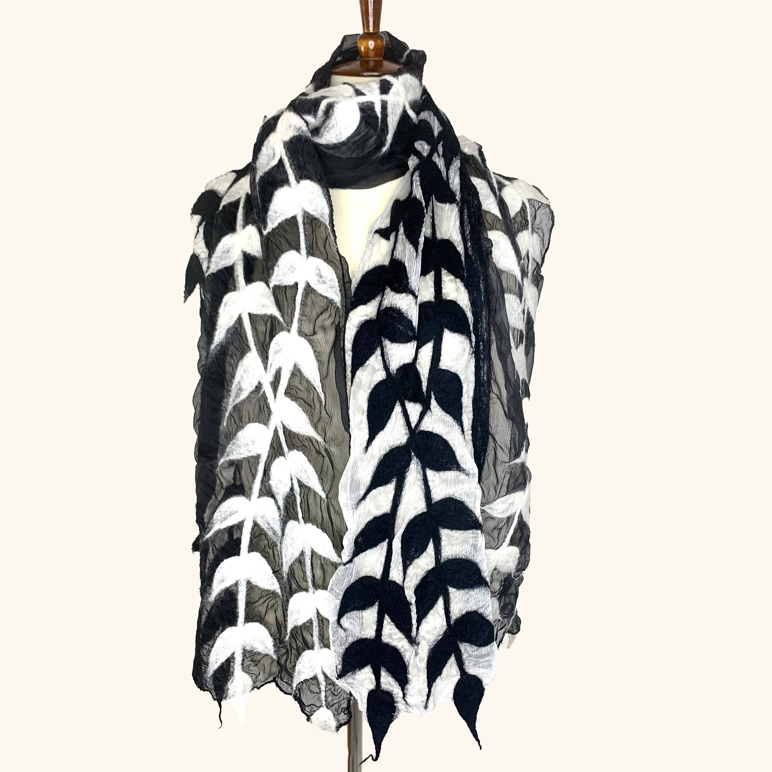 Split Vine Merino Wool Scarf - Fair Trade Nepal Artisan - Image 2