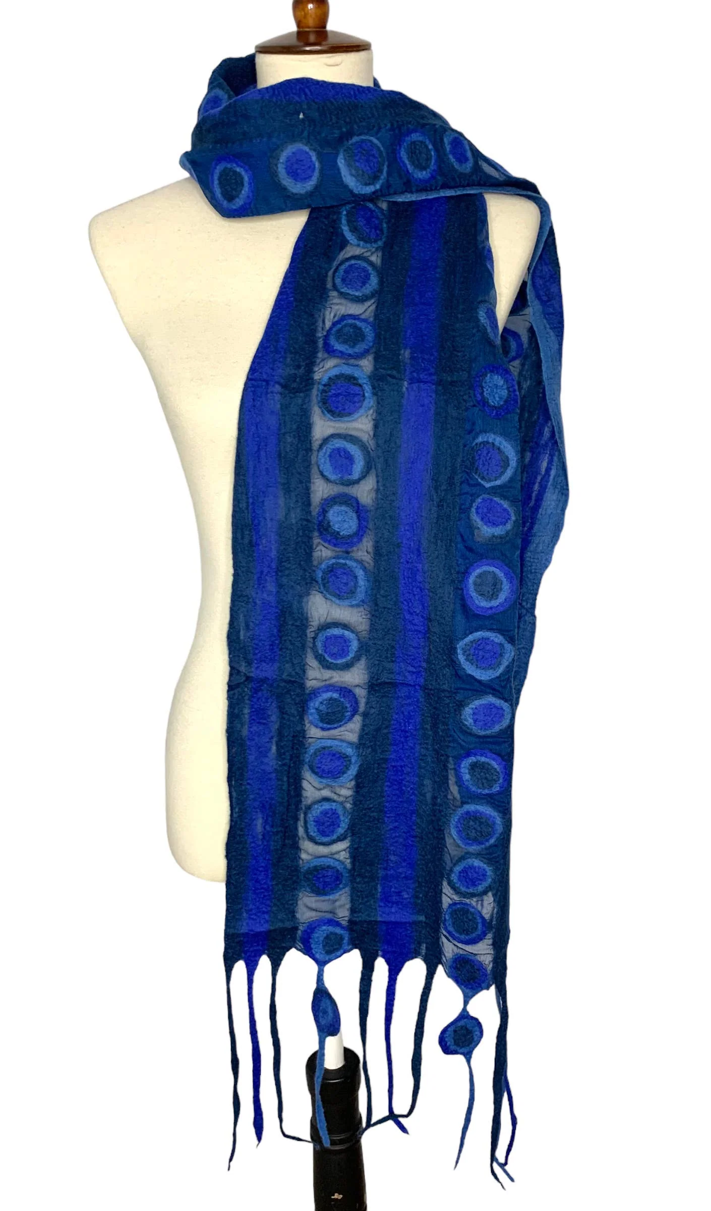 Handcrafted Stripes & Stones Merino Wool Scarf - Fair Trade Artisan Nepal - Image 2