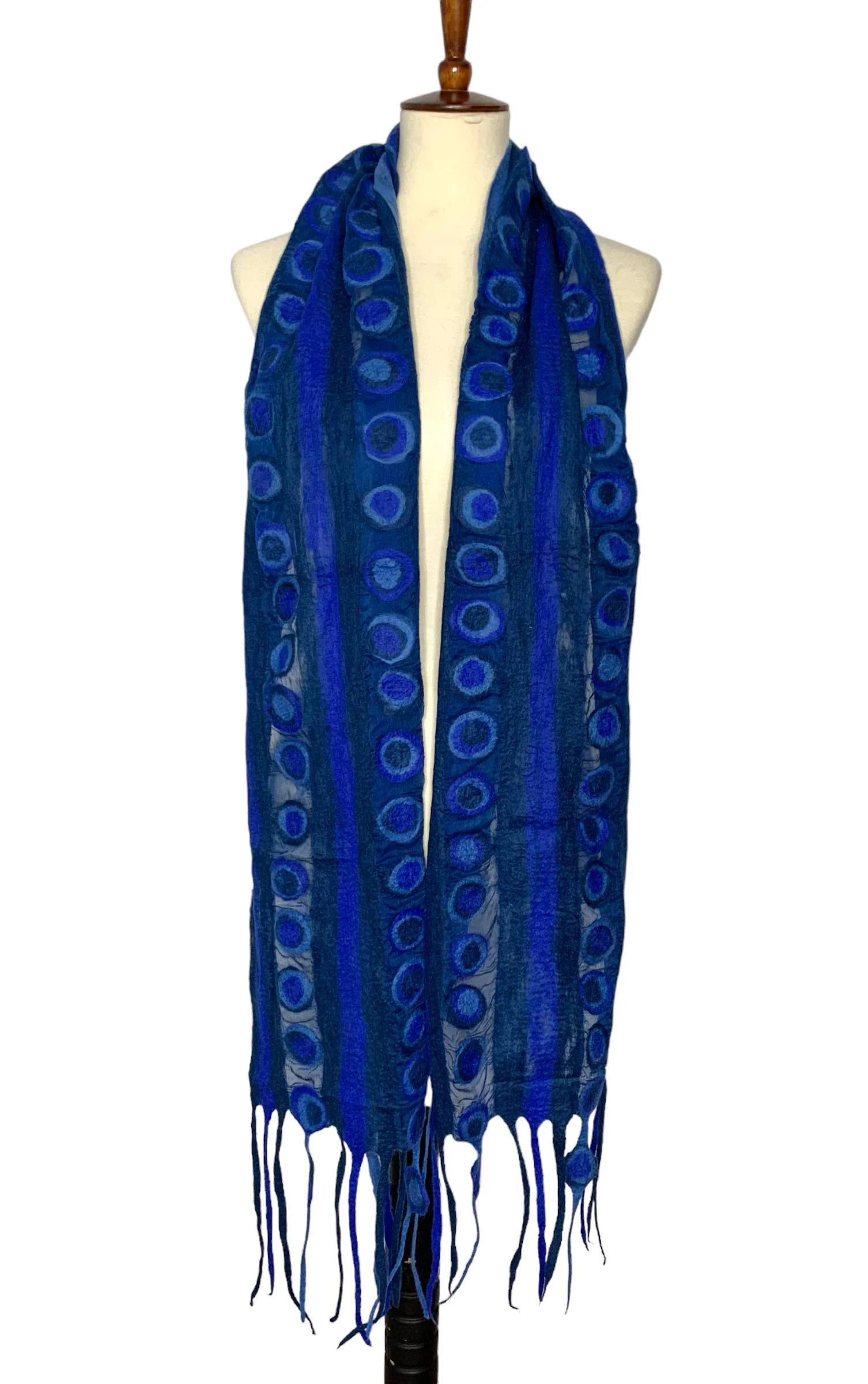 Handcrafted Stripes & Stones Merino Wool Scarf - Fair Trade Artisan Nepal - Image 3