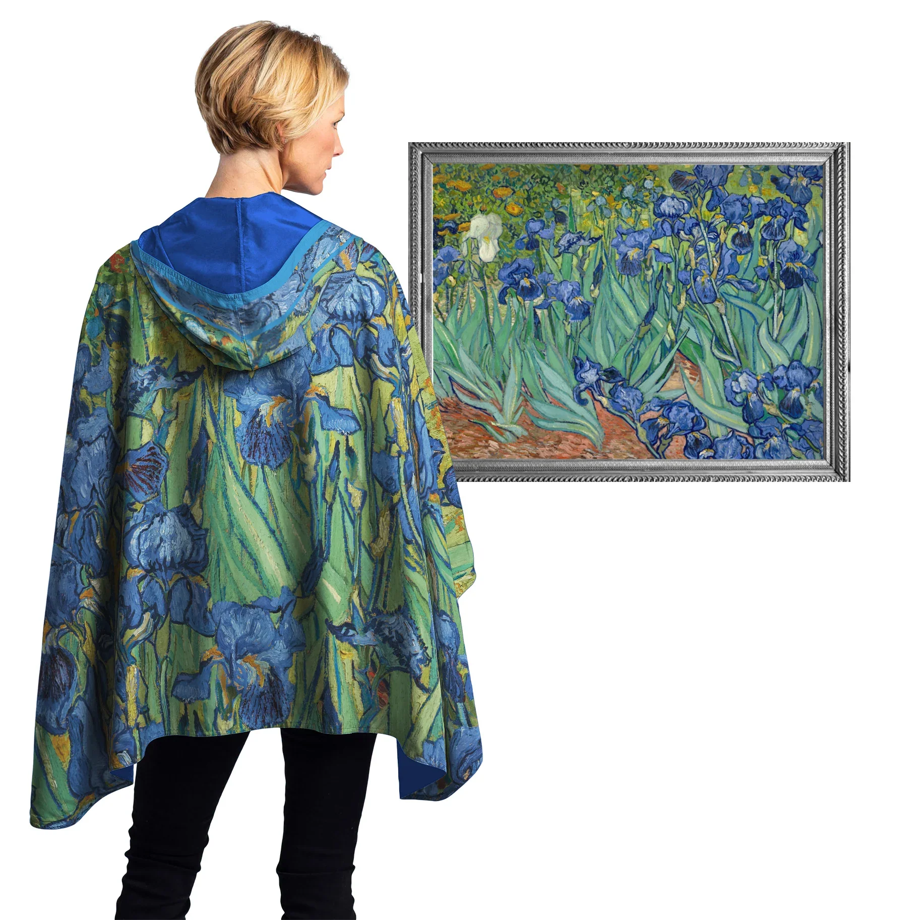 Van Gogh Irises Rain Cape by Raincaper - Image 3