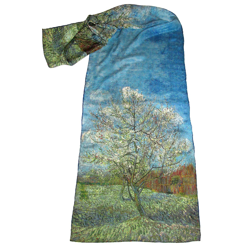 Van Gogh Pink Peach Tree Silk Scarf - Image 2