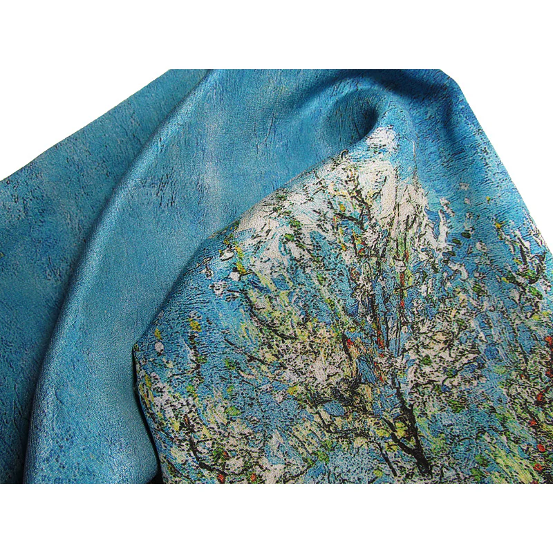 Van Gogh Pink Peach Tree Silk Scarf - Image 3