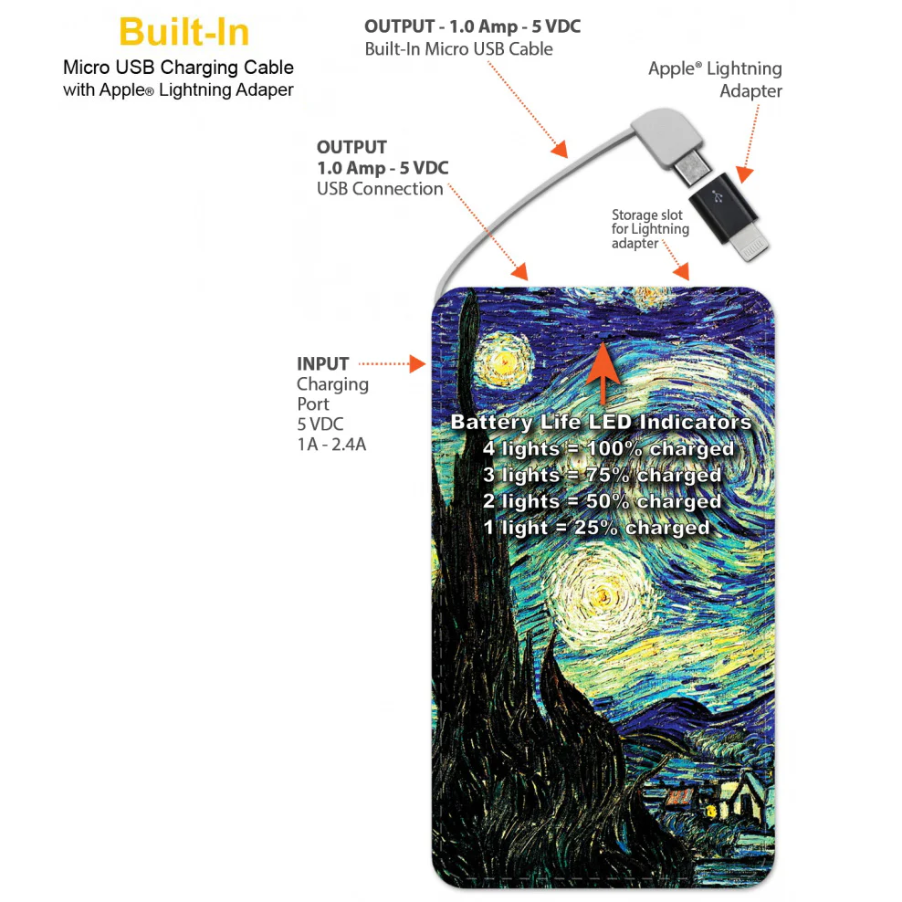 Van Gogh Starry Night Portable Power Bank - Image 2