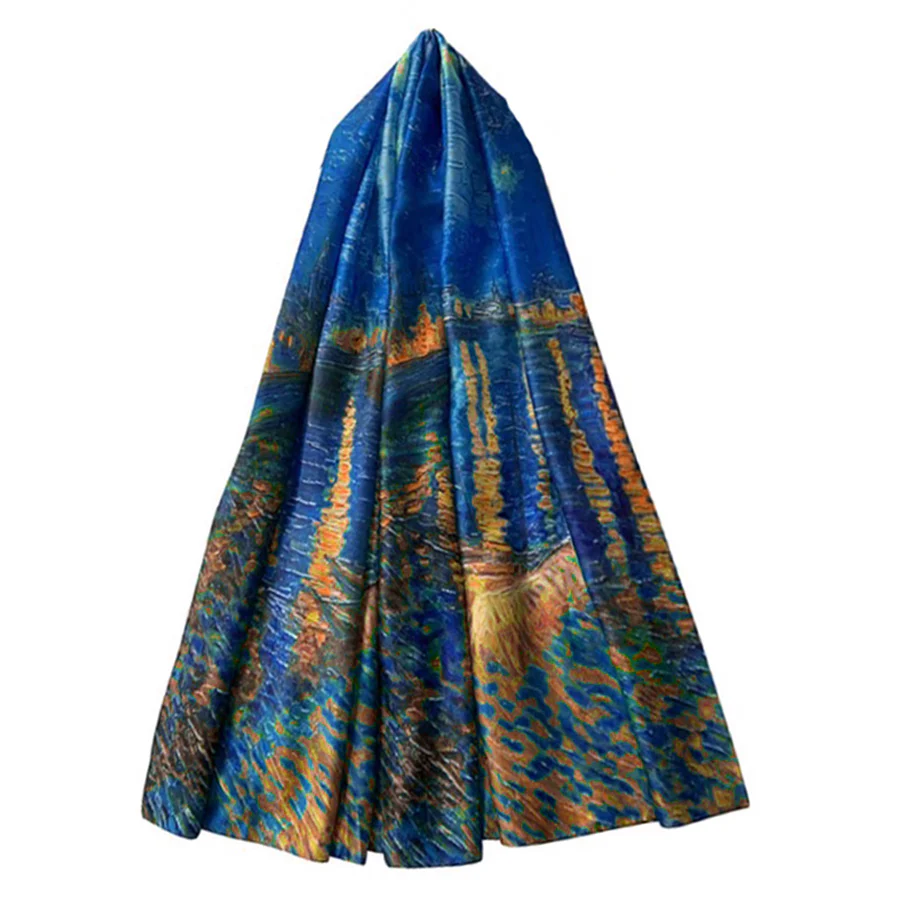 Van Gogh Starry Over the Rhone Silk Art Scarf - Image 3
