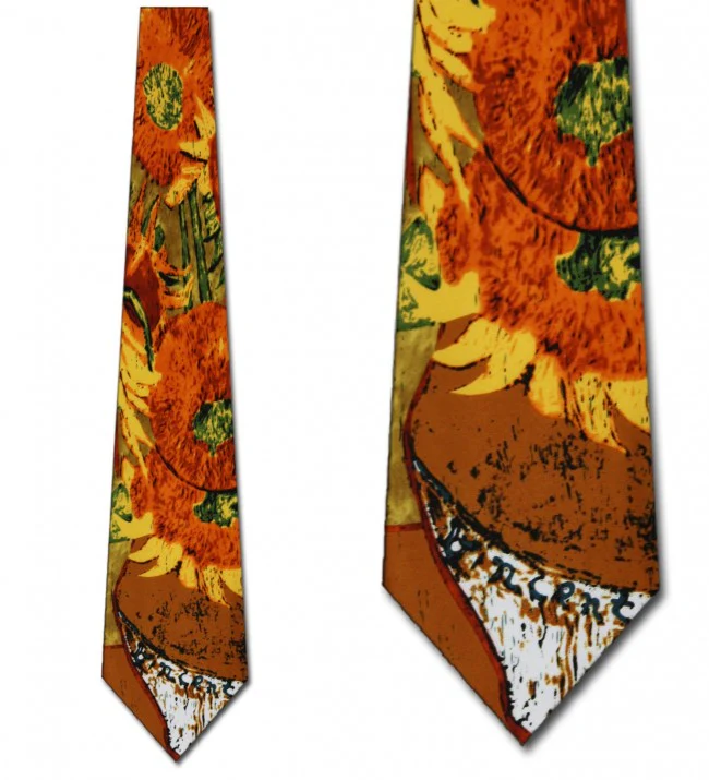 Vincent Van Gogh Sunflowers II Art Necktie - Image 2
