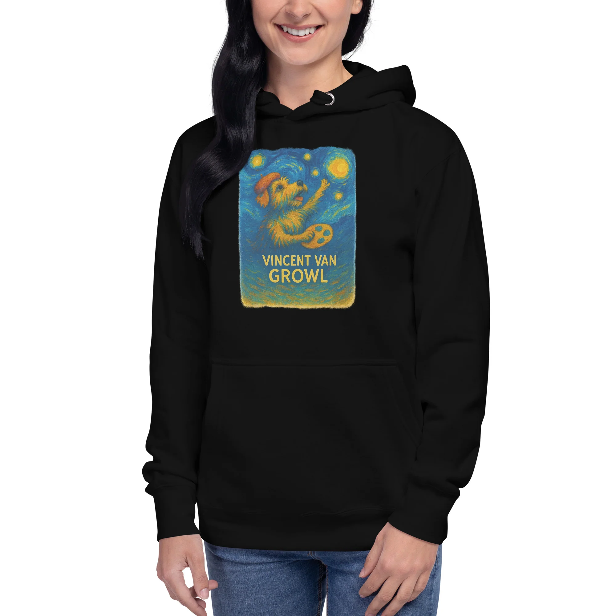 Vincent Van Growl Starry Night Unisex Hoodie - Image 2
