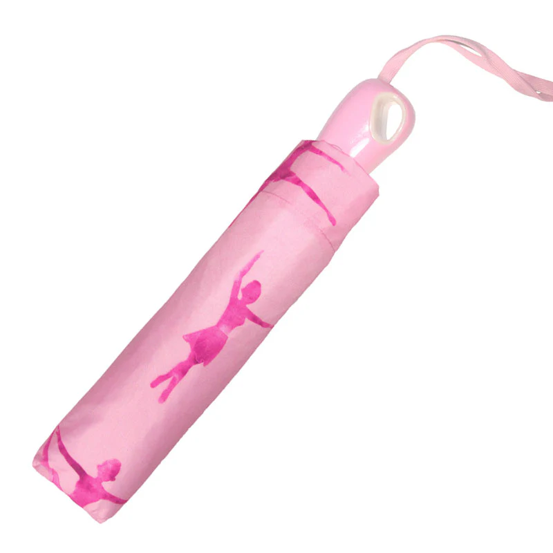 Watercolor Ballerina Pink Folding Umbrella - Image 3